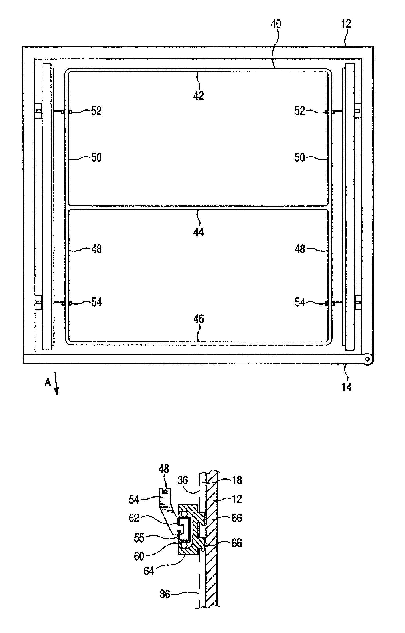 Blood bag support structure and method for refrigerators