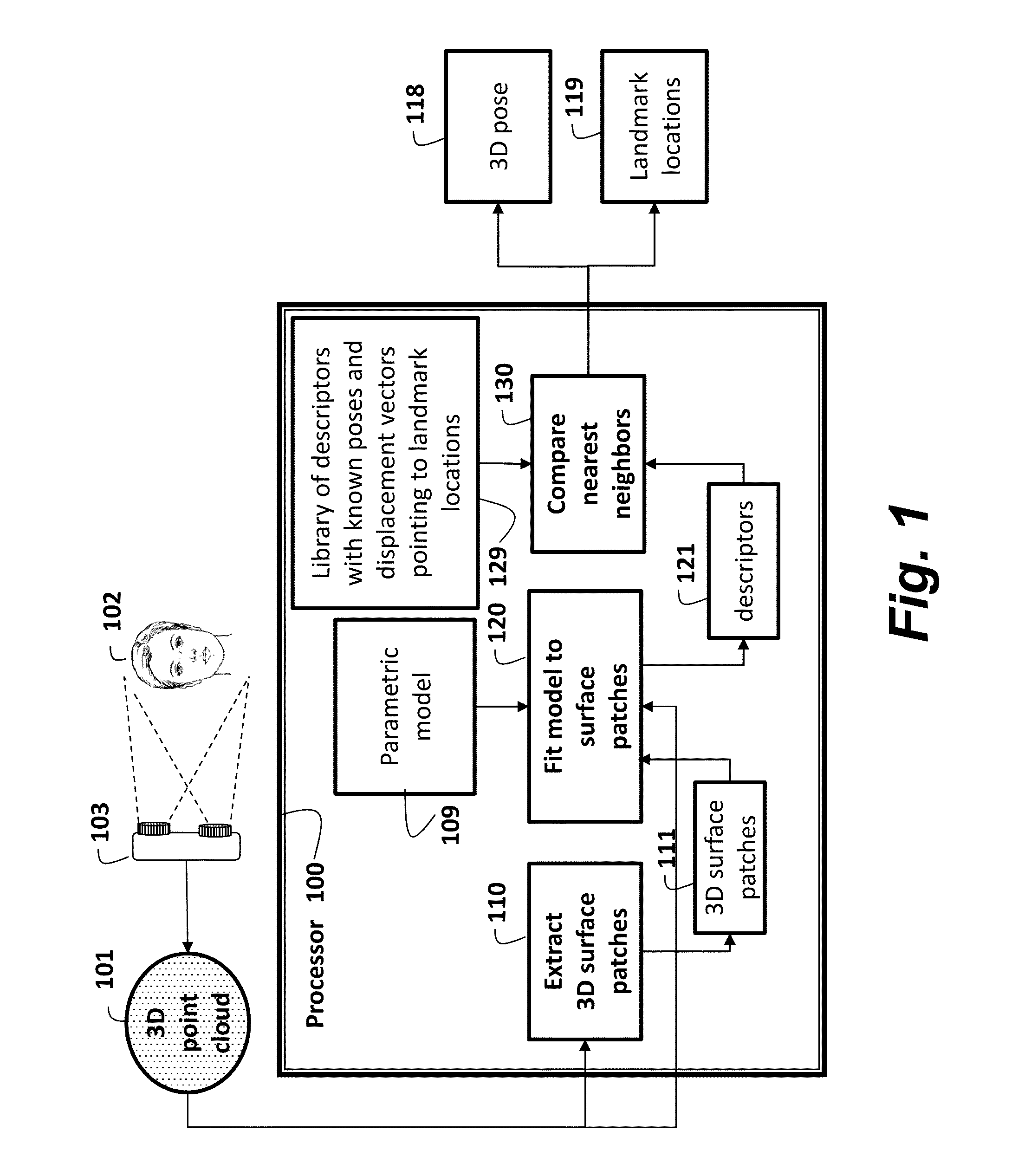 Method and System for Determining 3D Object Poses and Landmark Points using Surface Patches