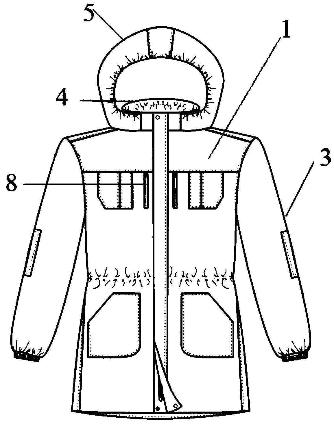 Cold protective clothing with heating devices and manufacturing method of cold protective clothing