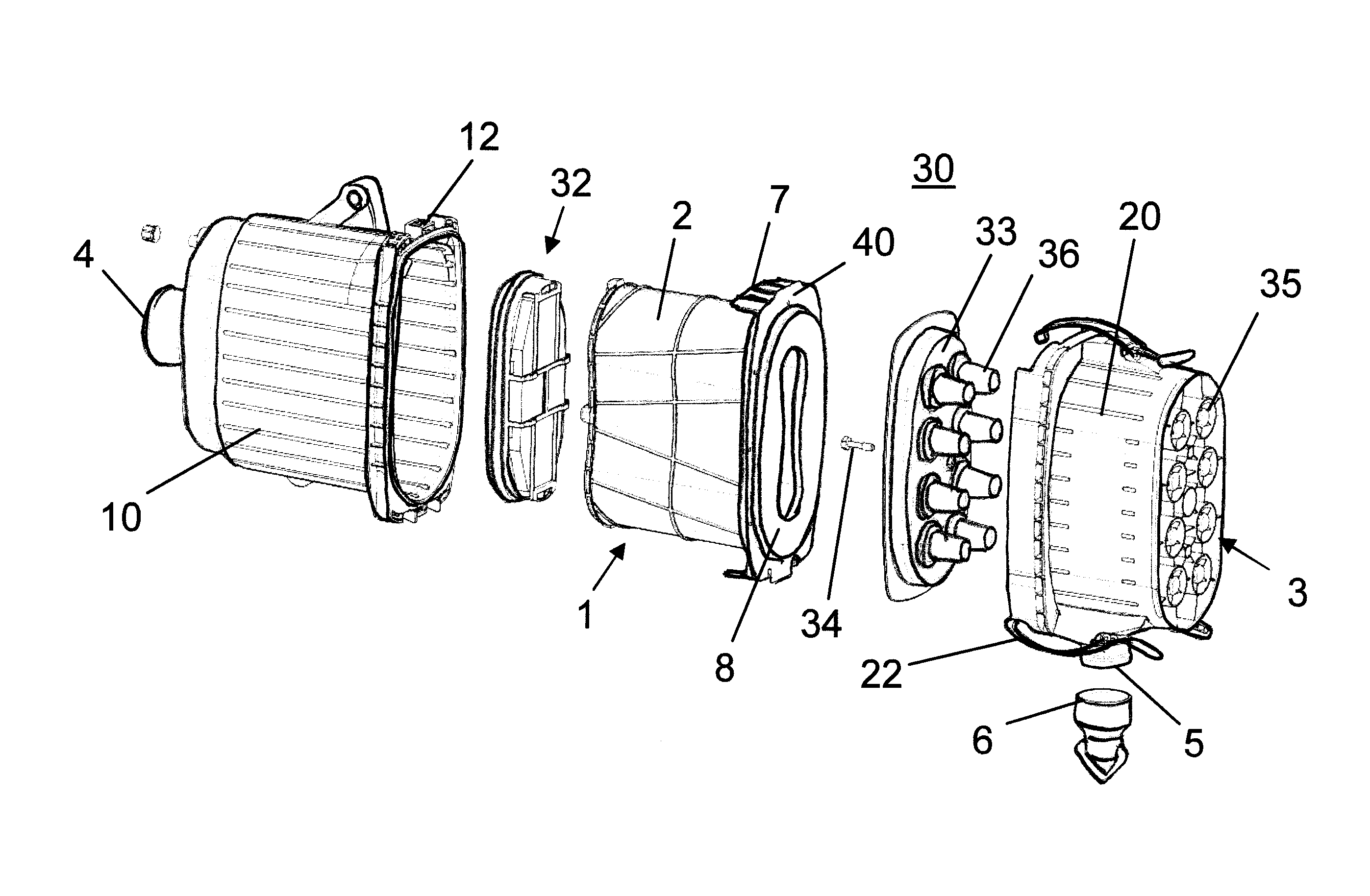 Air filter system and filter element