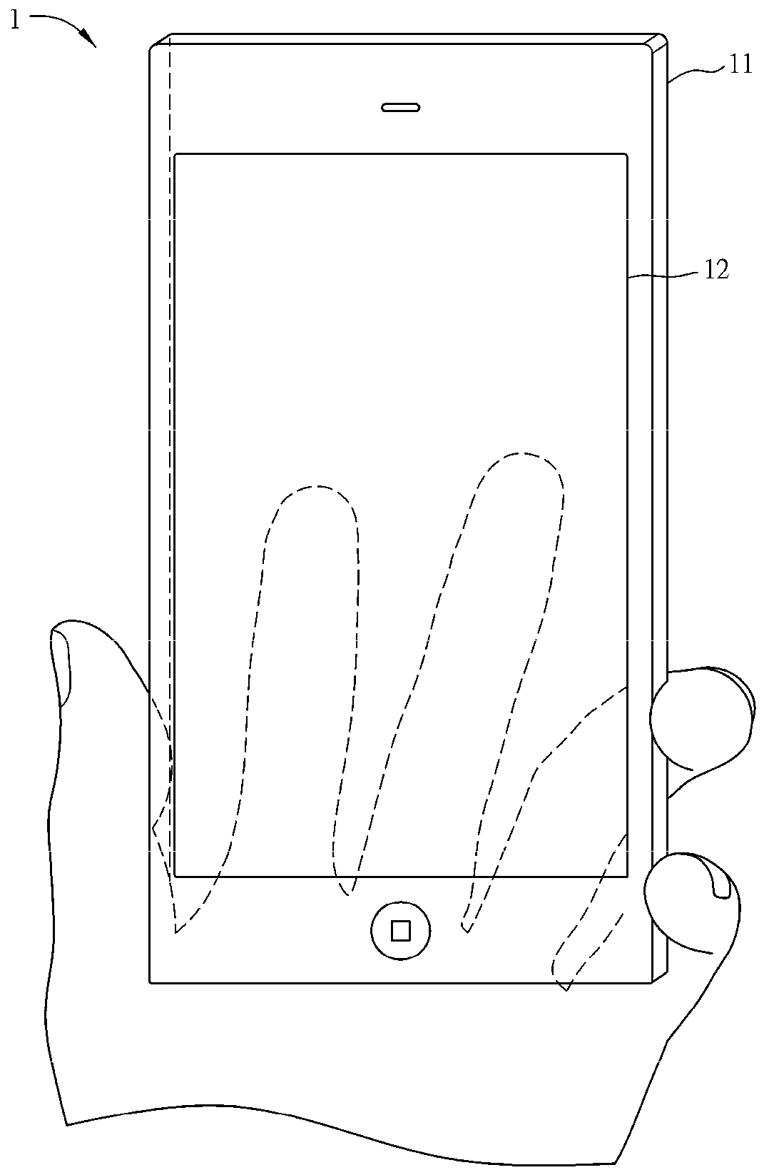 Handheld electronic device with unstoppable single-hand multi-finger touch, touch cover and computer-executed method