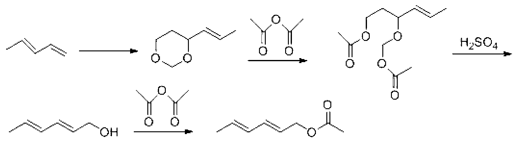 Preparation method for trans, trans-2,4-hexadiene acetate