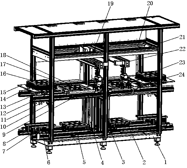 Mobile phone display panel automatic feeding and discharging device