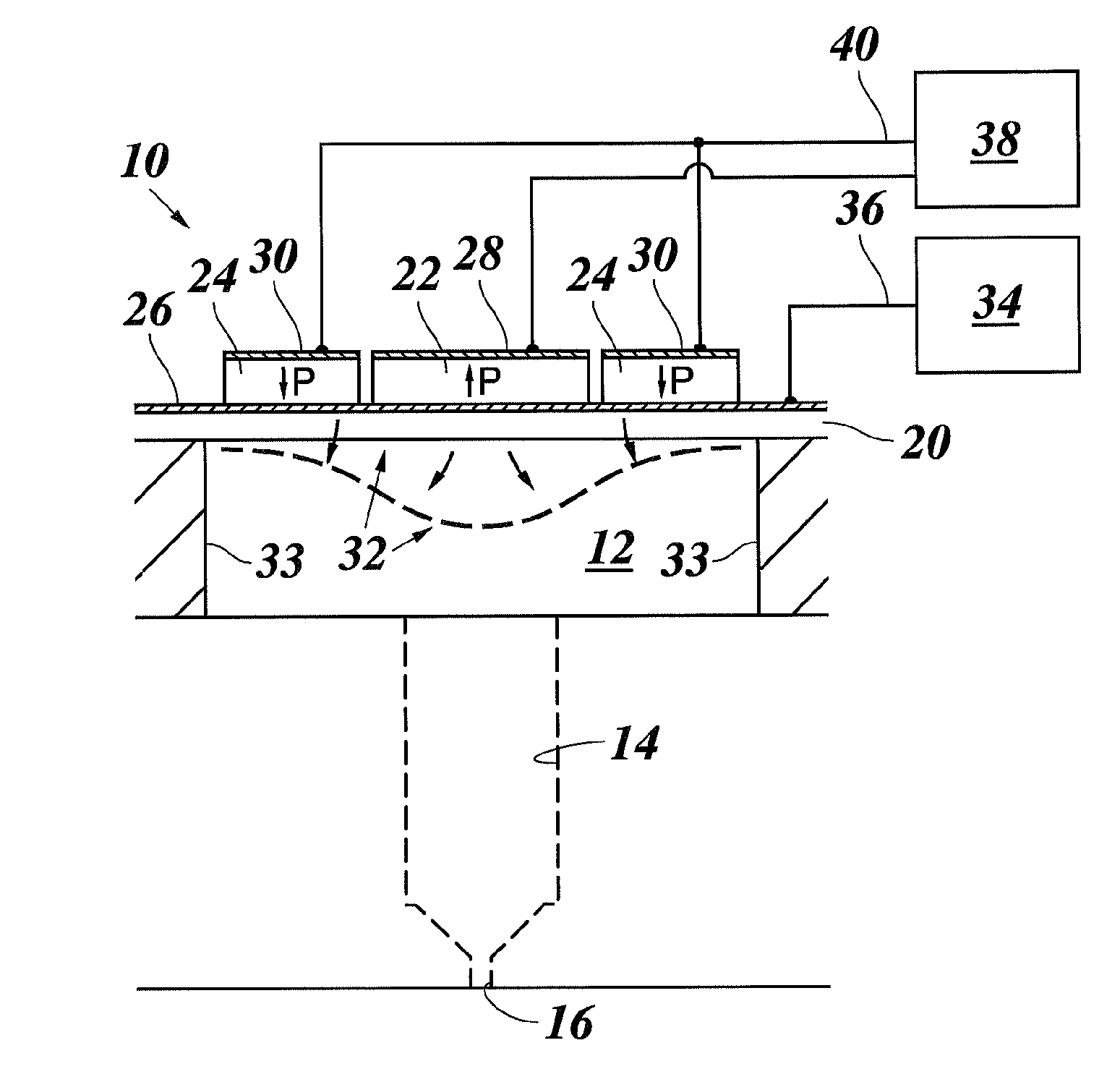 Operating a piezoelectric actuator membrane of a pressure chamber