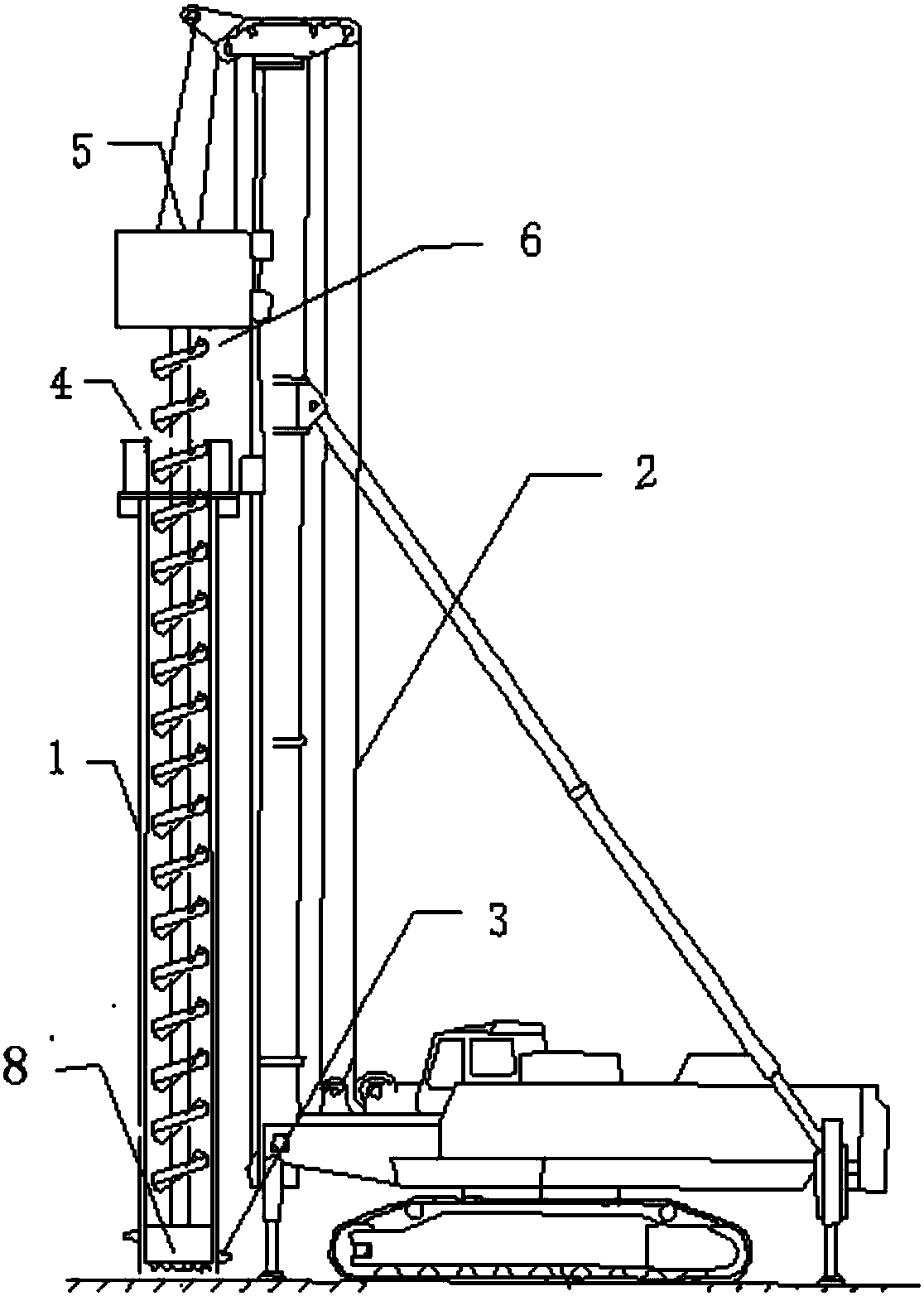 Improved structure of full casing spiral drilling machine and full casing threaded filling pile construction method
