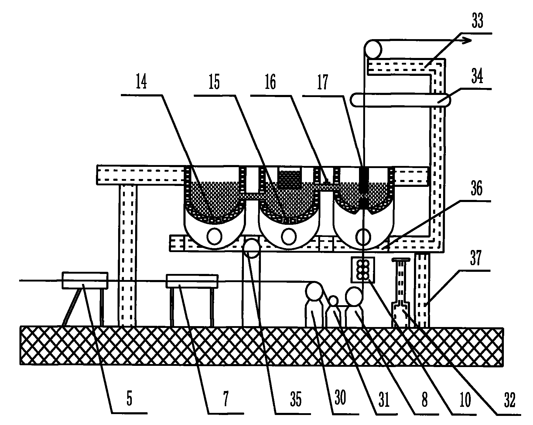 Method and device for continuous up-casting of copper-clad steel