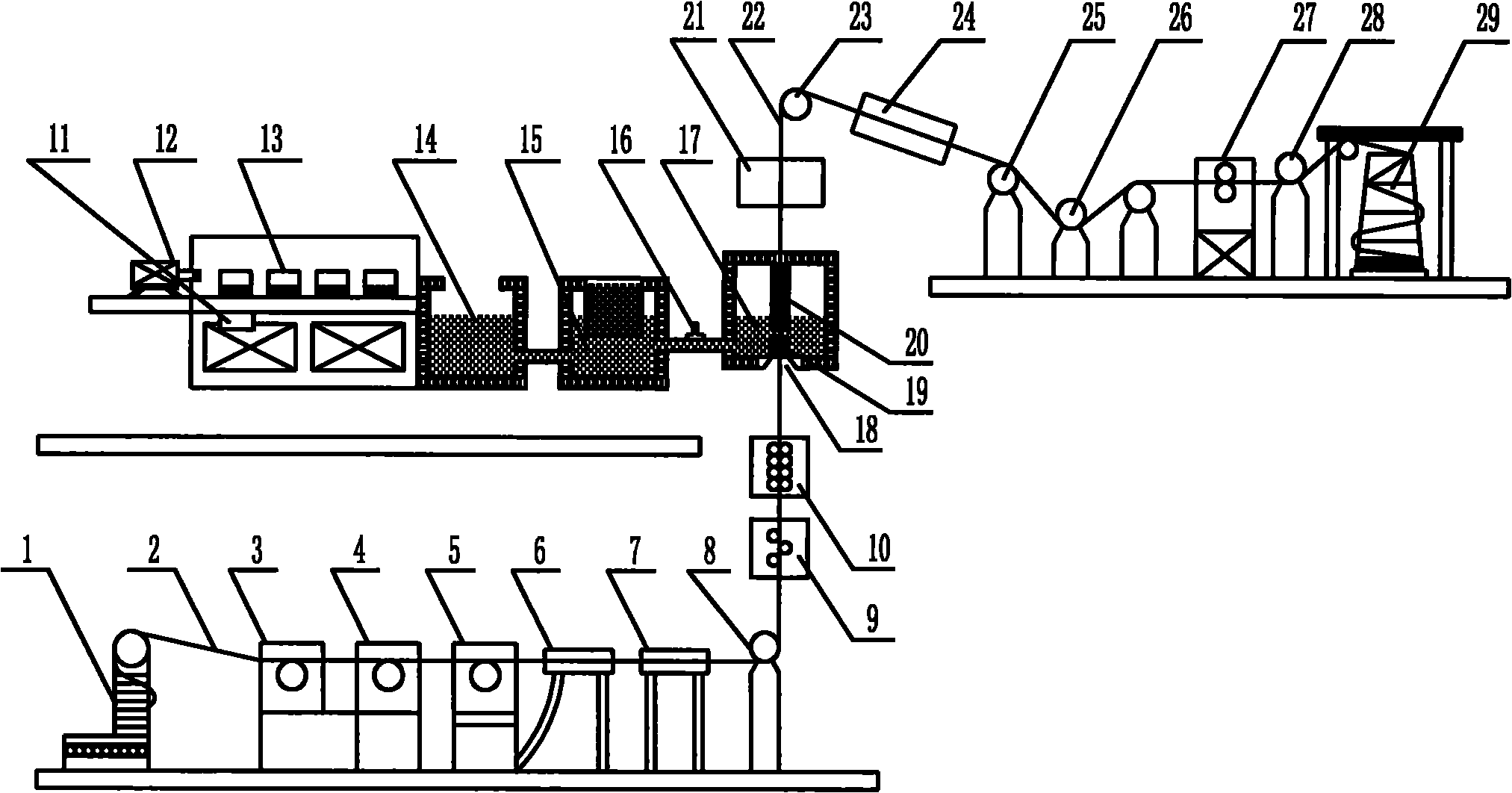 Method and device for continuous up-casting of copper-clad steel