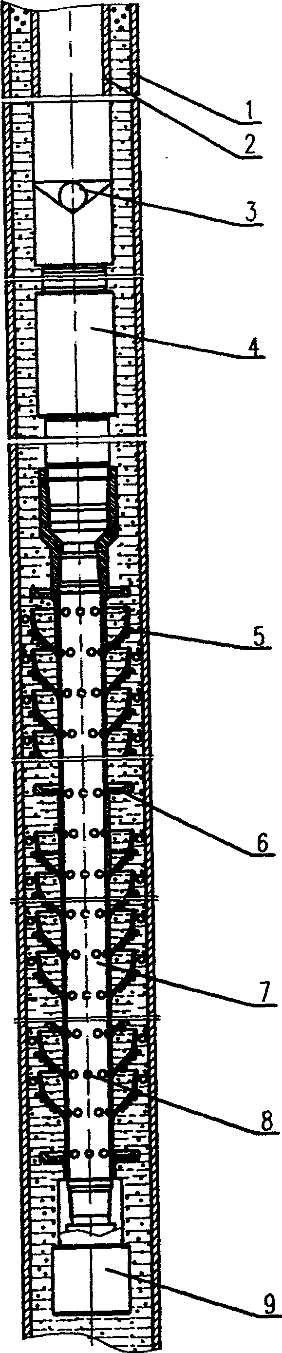 Method for gas liquid separation under oil well and uniform flow gas anchor of multiple sedimentation cups