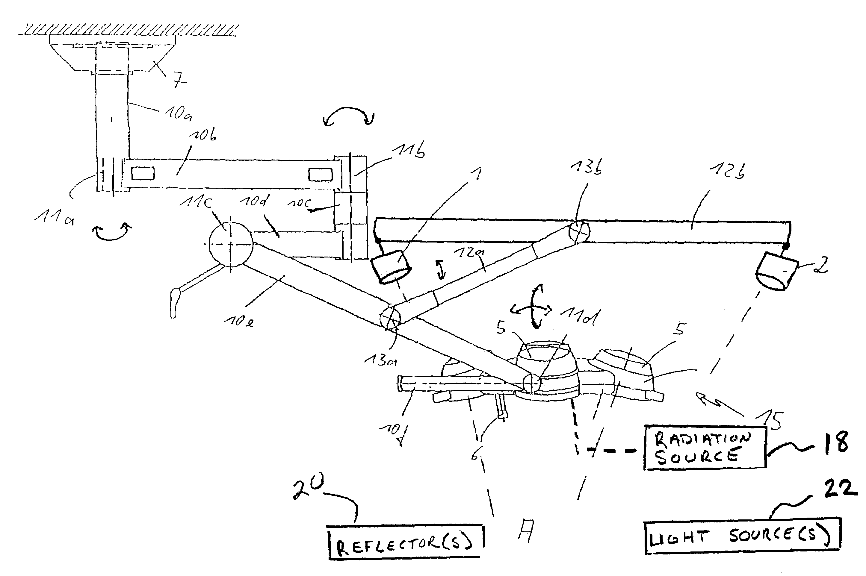 Operation lamp with camera system for 3D referencing