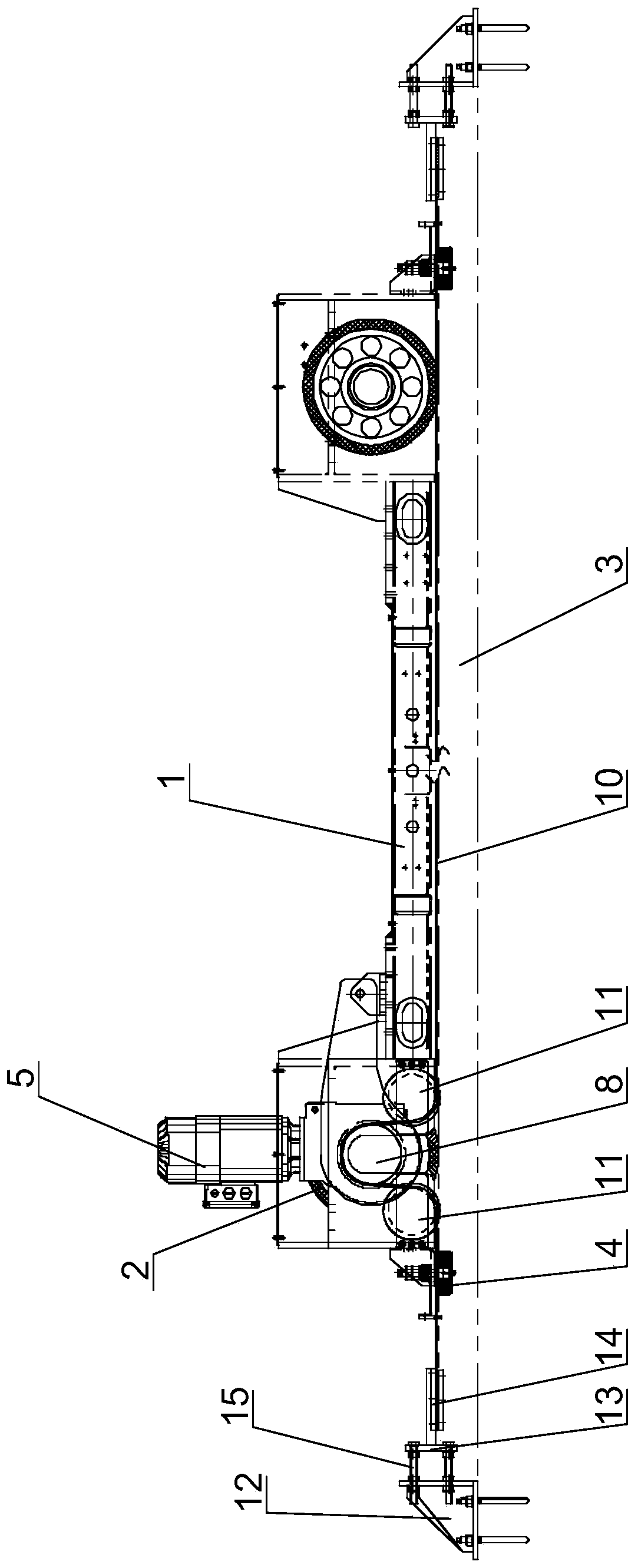 Horizontal driving mechanism for preventing traveling wheel of stacking machine from slipping