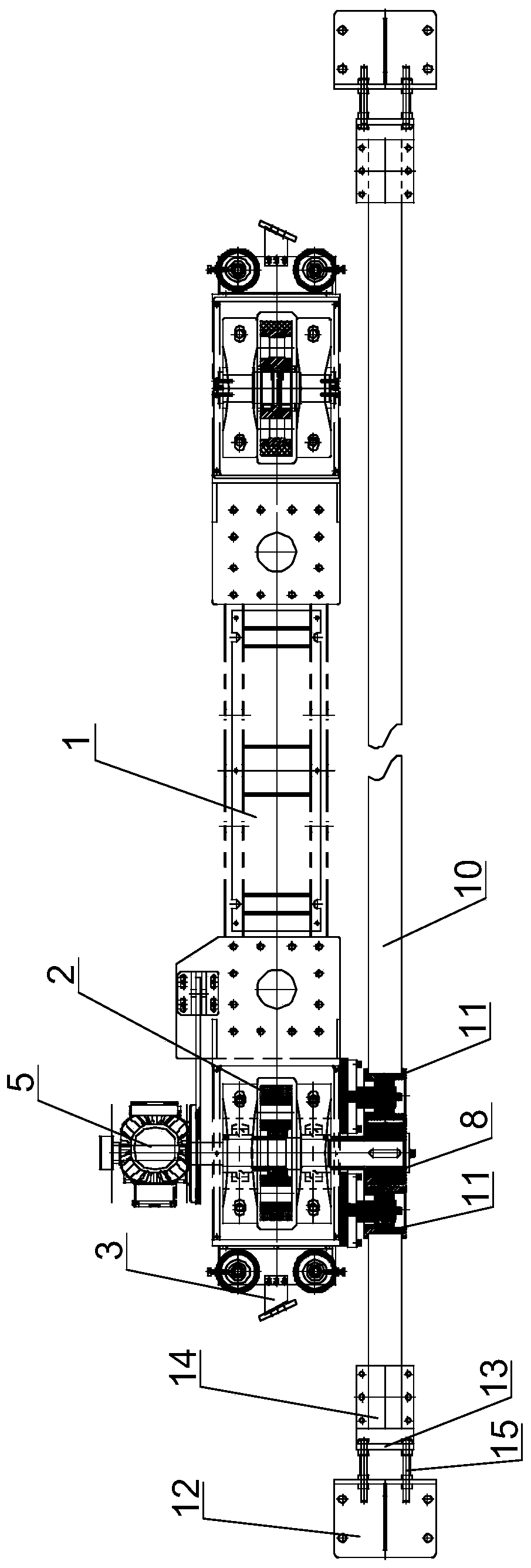 Horizontal driving mechanism for preventing traveling wheel of stacking machine from slipping