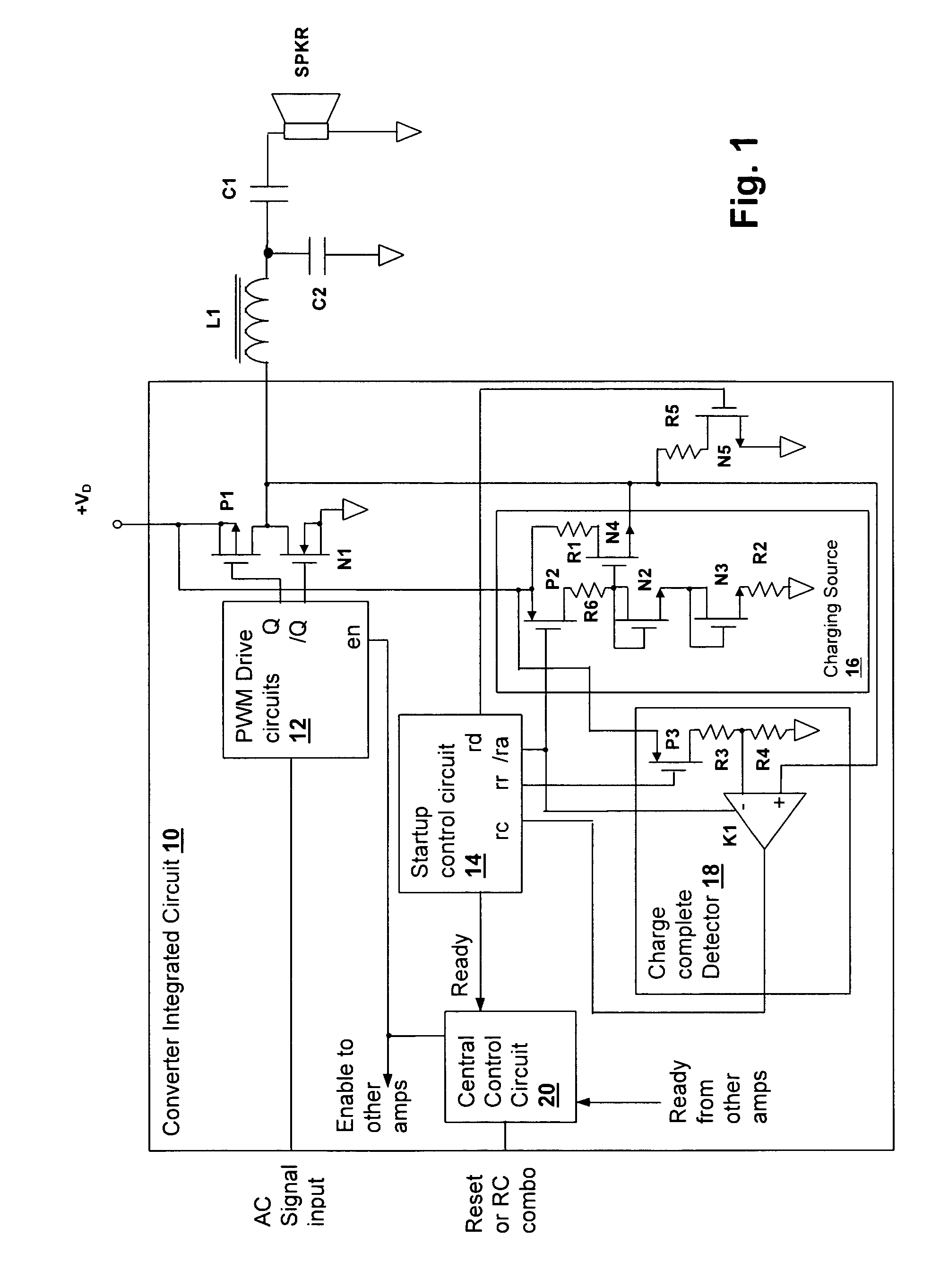 Pre-charge apparatus and method for controlling startup transients in a capacitively-coupled switching power stage