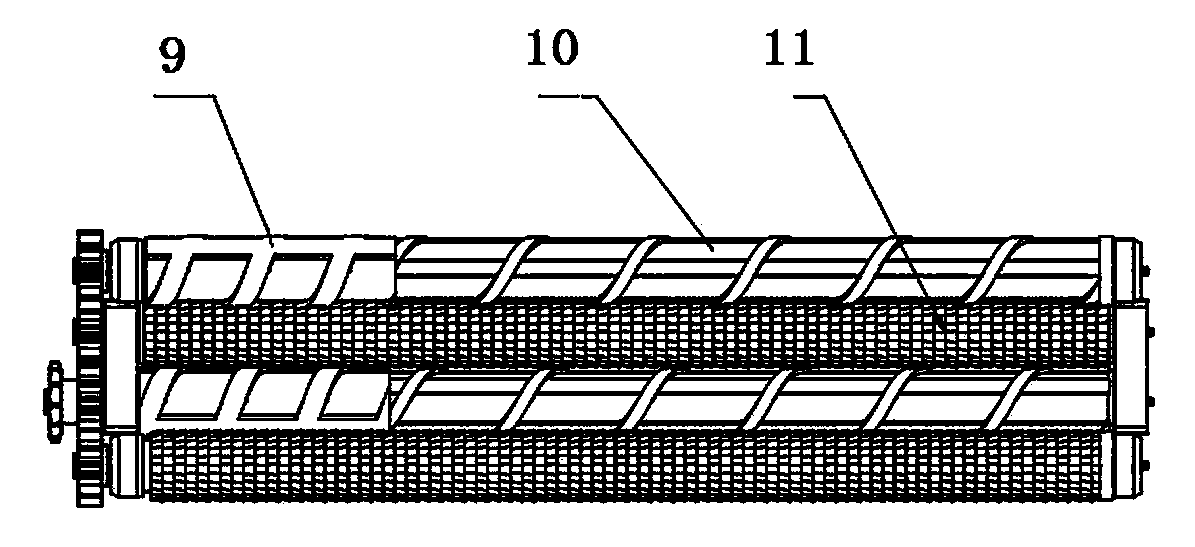 Peeling device for corn harvester