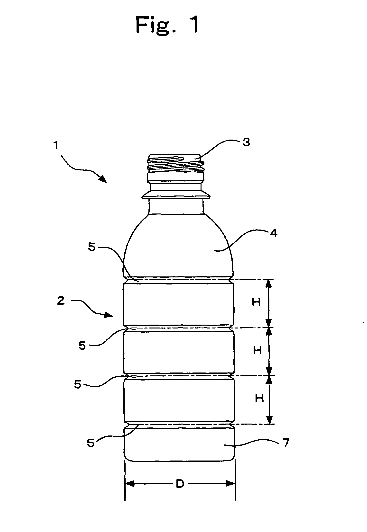 Synthetic resin bottle with circumferential ribs for increased surface rigidity