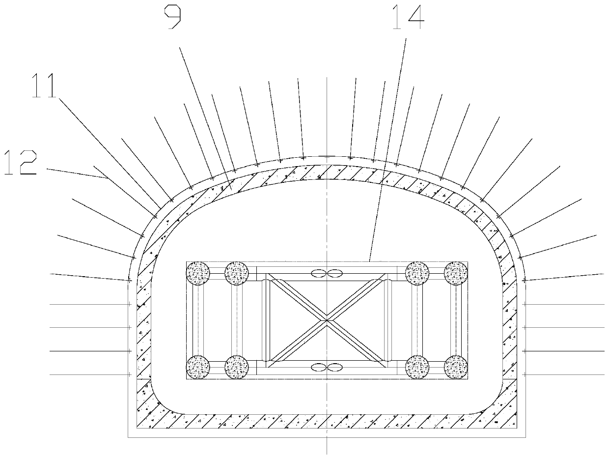 Large-section inclined tunnel abutment structure for arch bridge and its construction method