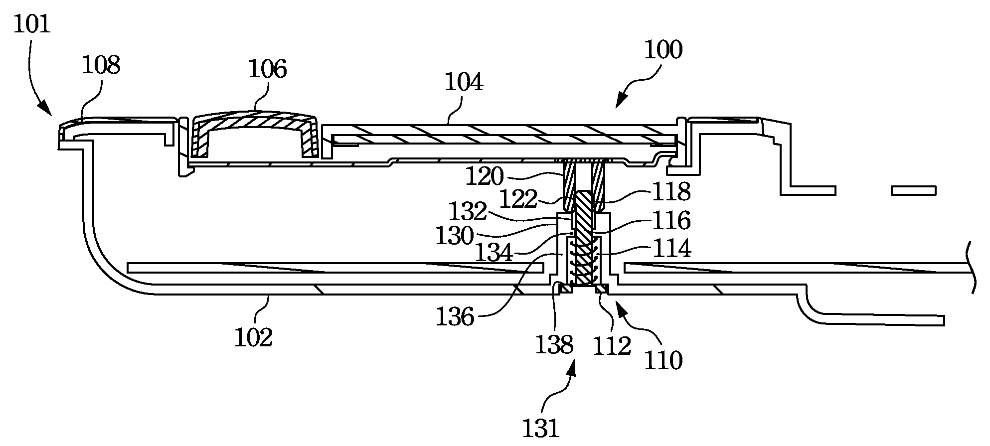 Fixation and Ejection Mechanism of Touchpad Module and Method of Releasing Touchpad Module