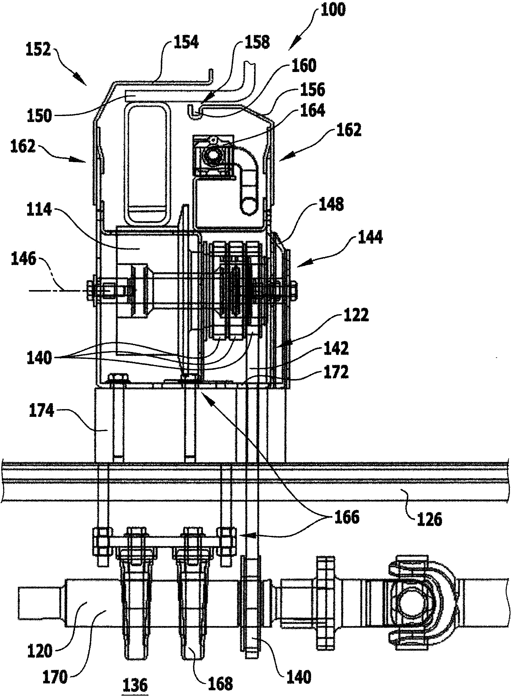 Crossmember having integrated drive for conveying objects