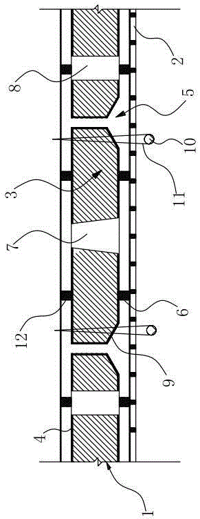 Great-width multi-hole lightweight core formwork and construction method thereof