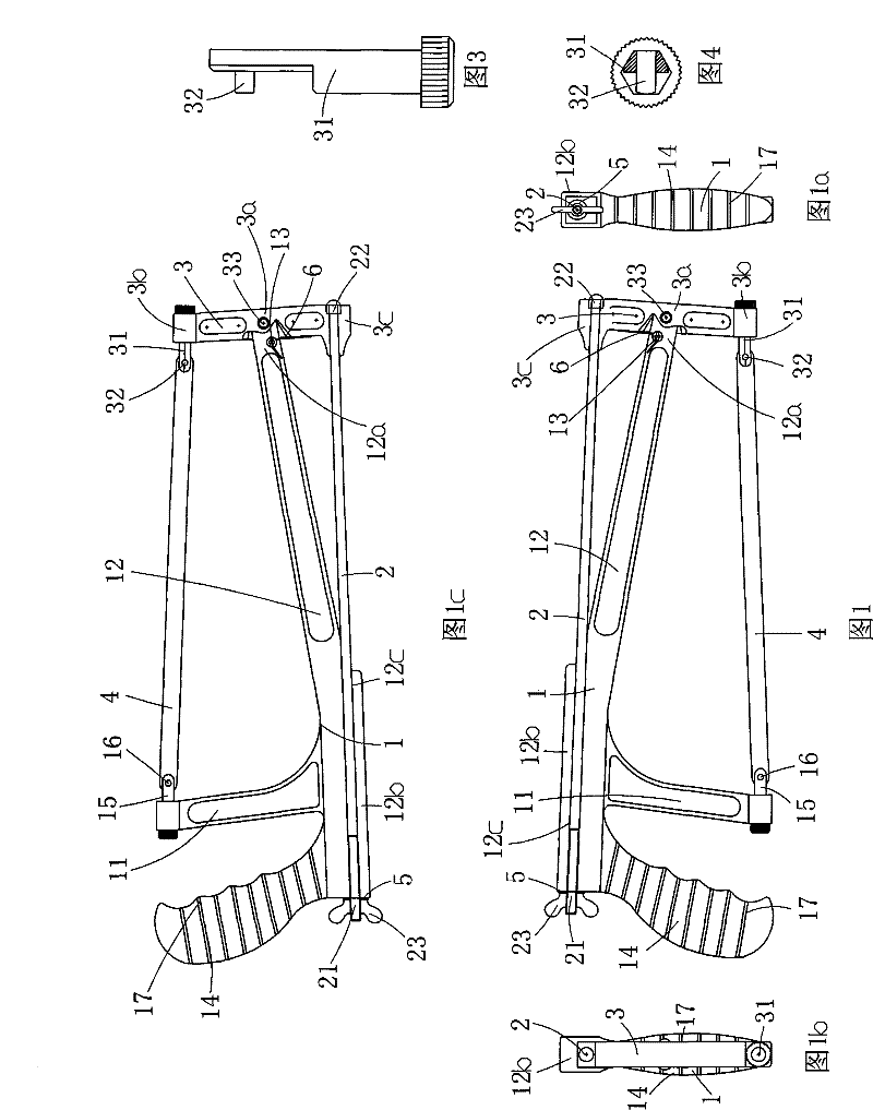 Pre-articulated handsaw with screw-and-nut fastening structure