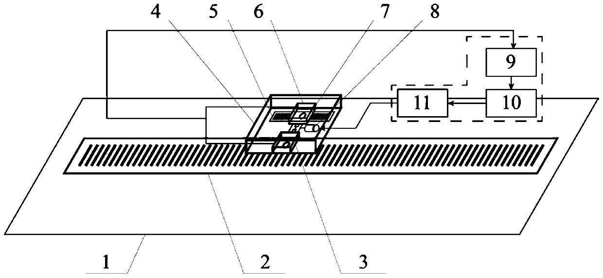 Difference Frequency Active Scanning Grating Displacement Sensor and Measurement Method