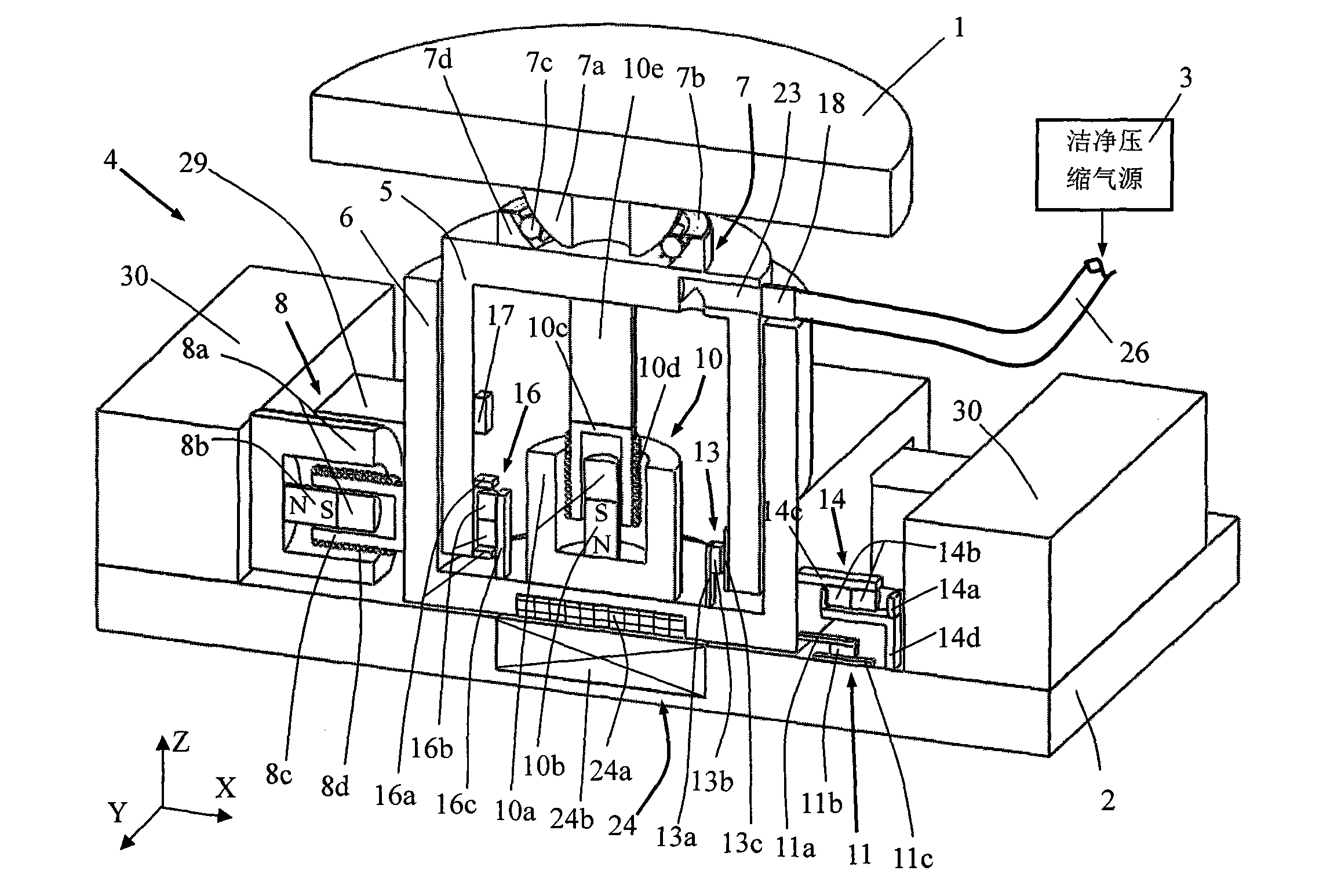 Magnetic levitation vibration isolator with coplace air flotation orthogonal decoupling and rolling knuckle bearing angle decoupling