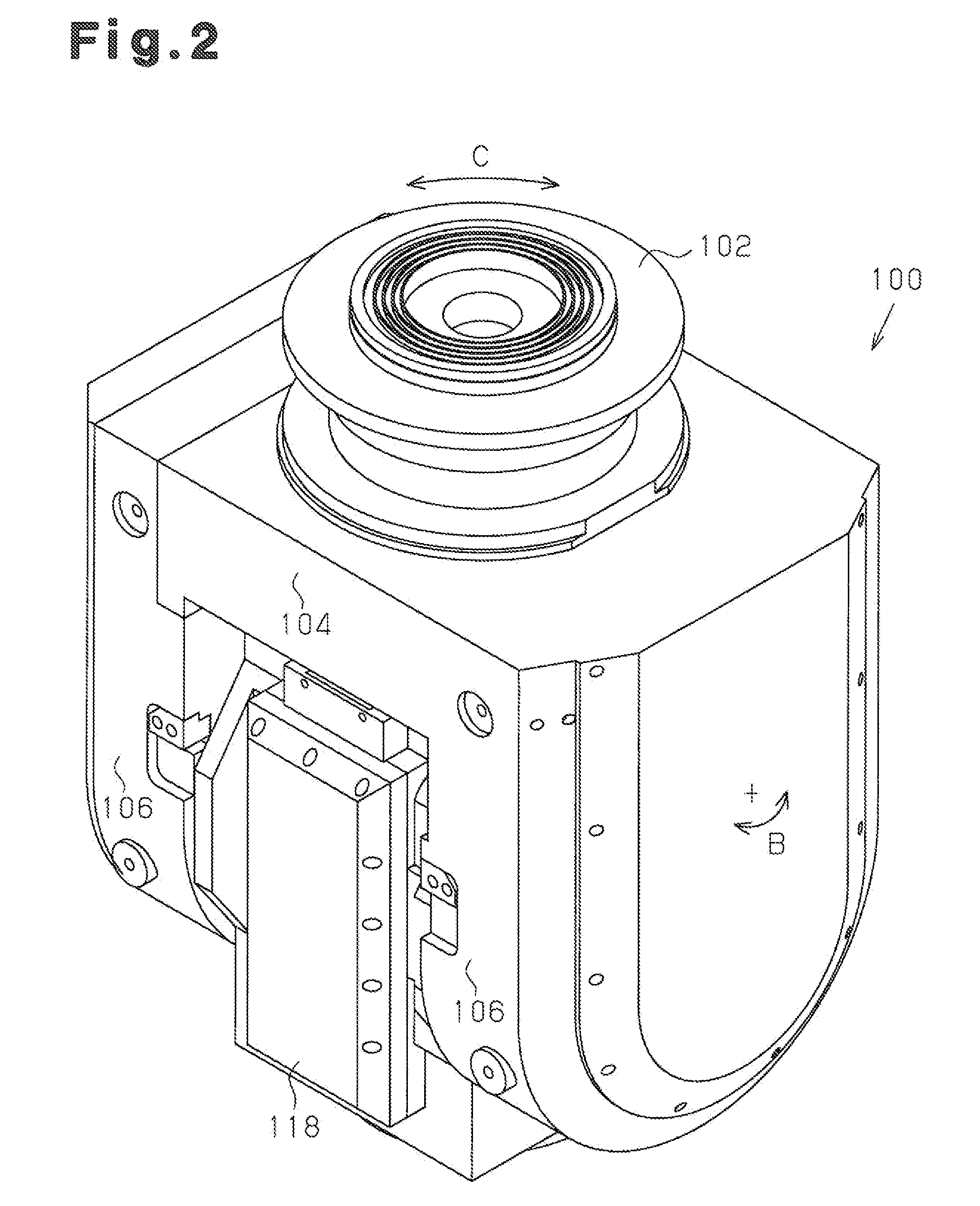 Method of boring work by 5-axis machining double-housing machine tool and 5-axis machining double-housing machine tool