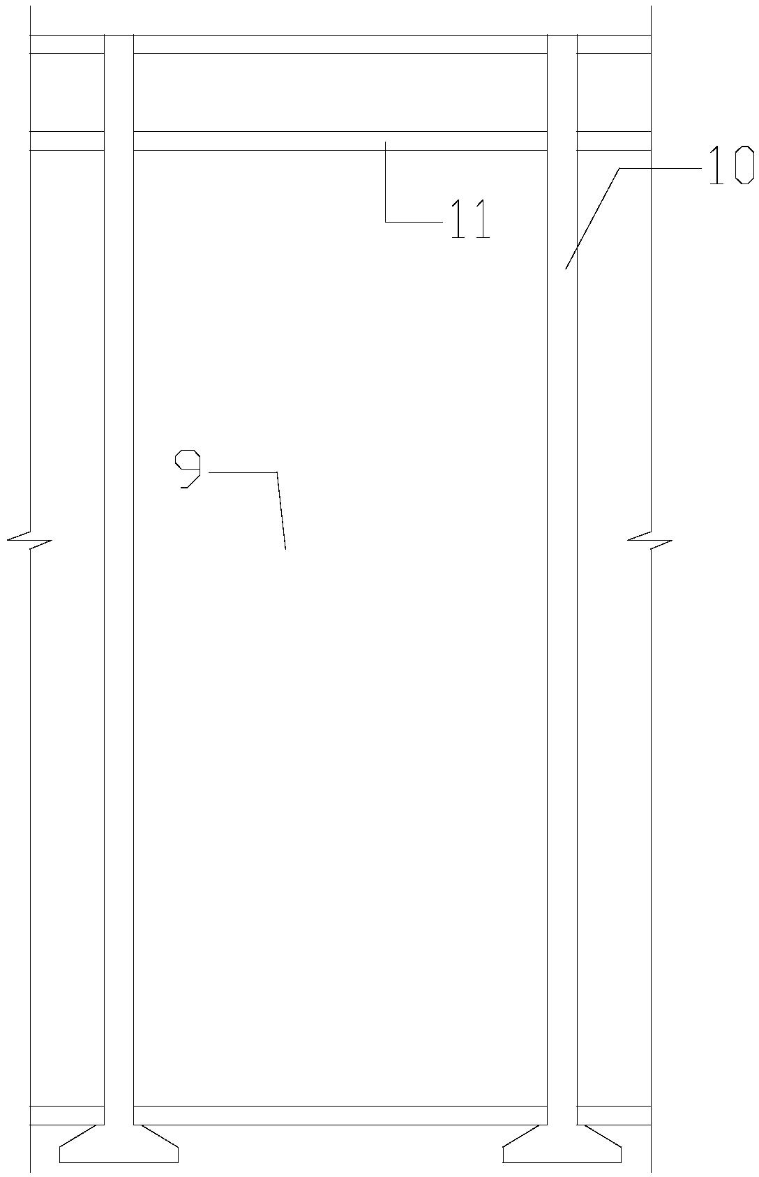 Grain storage horizontal warehouse and pouring method for grain storage horizontal warehouse wall body