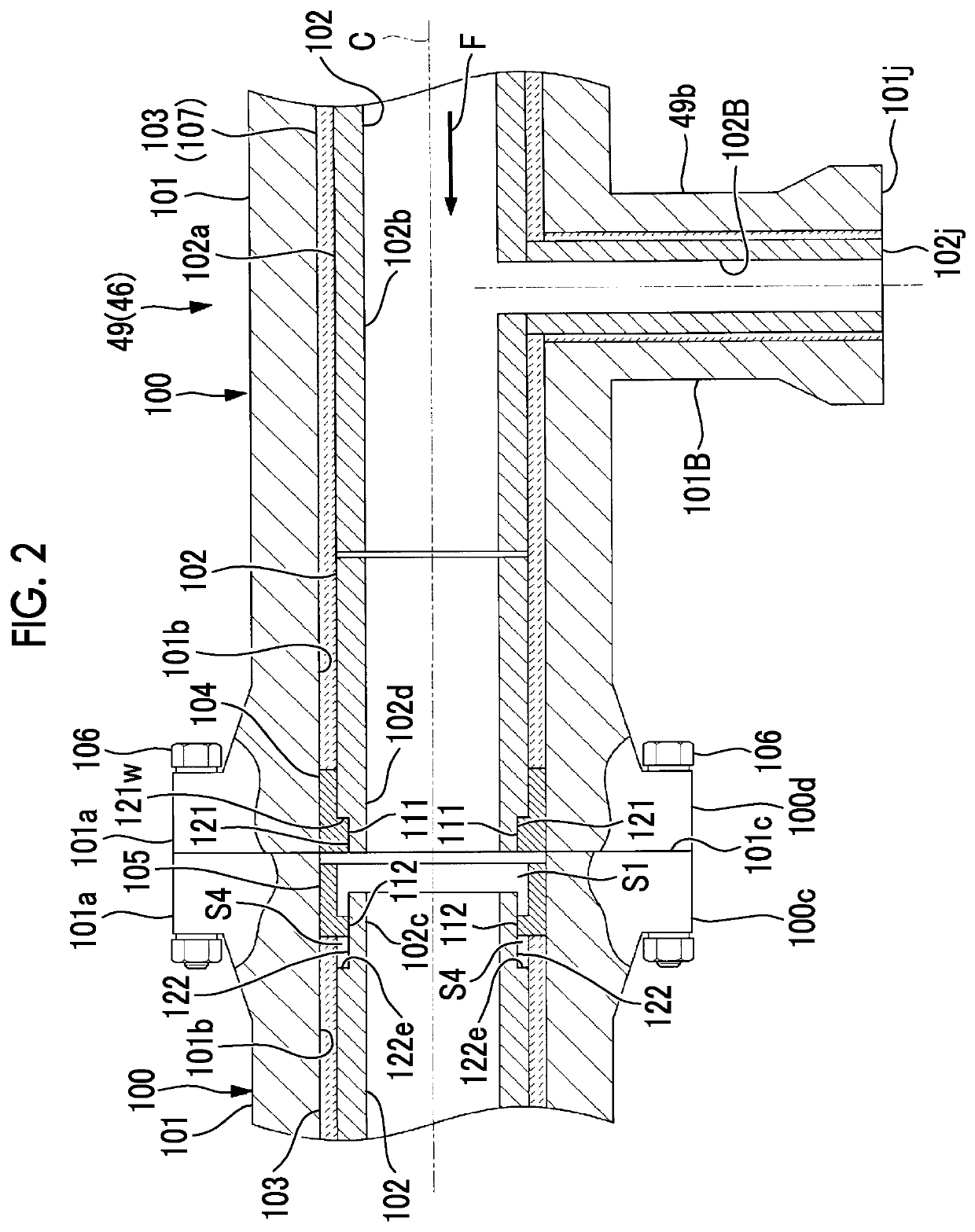 Pipe member, gasification combined power generation device, and pipe member assembly method