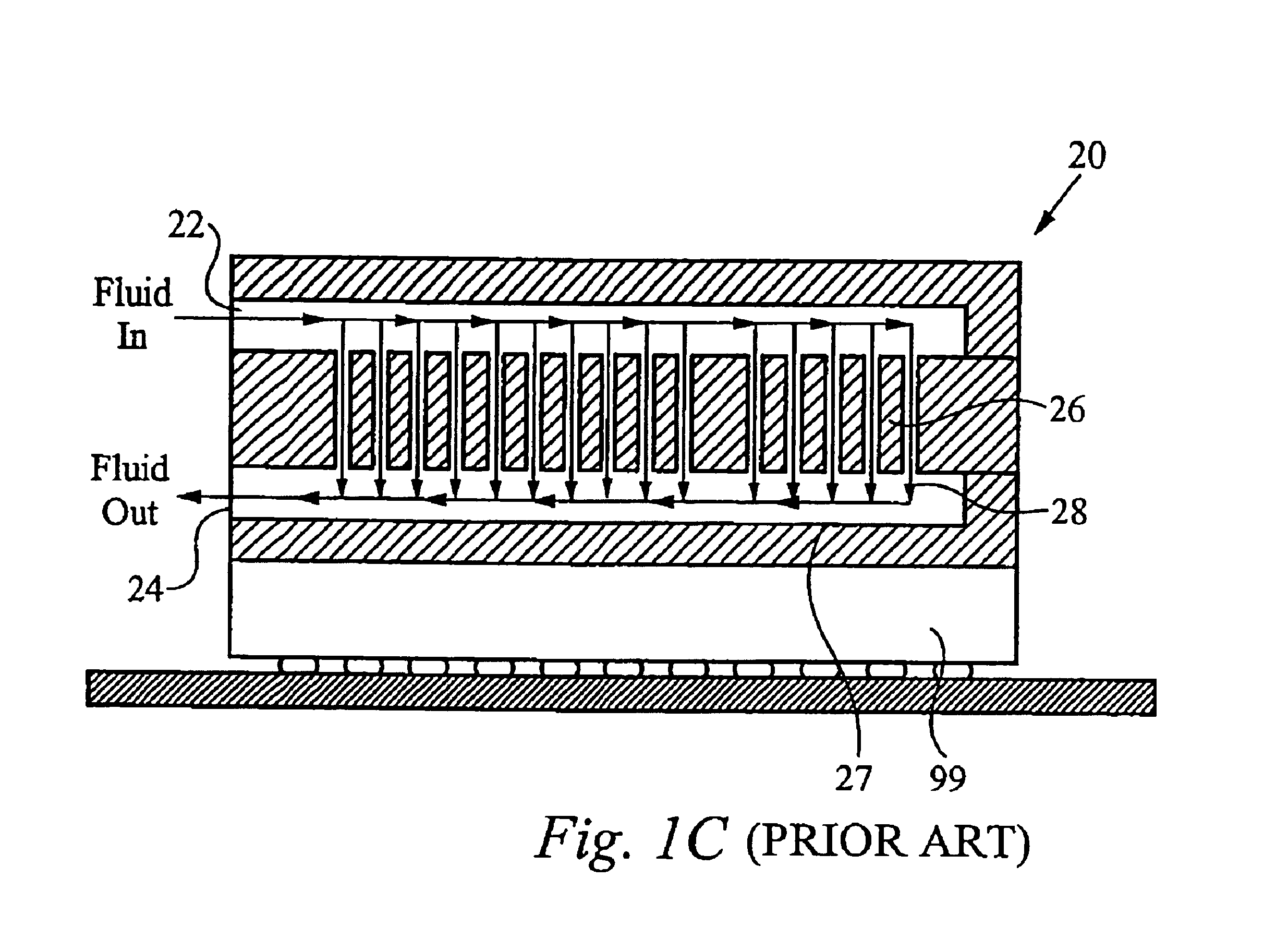 Method and apparatus for efficient vertical fluid delivery for cooling a heat producing device
