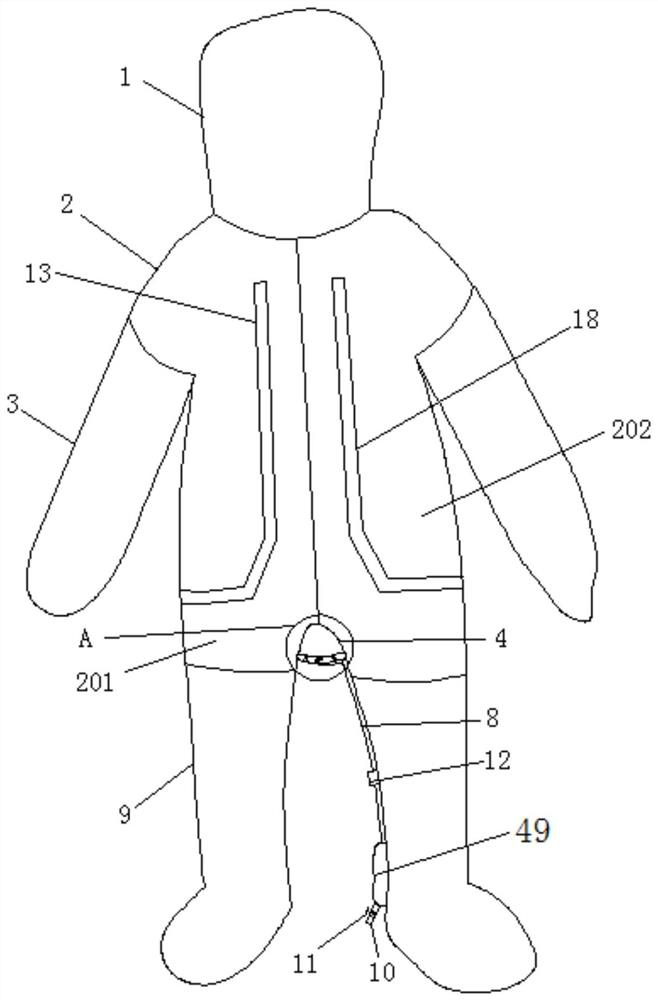 Micro-positive pressure circulation air biosafety high-level protective clothing that is convenient for eating and excreting