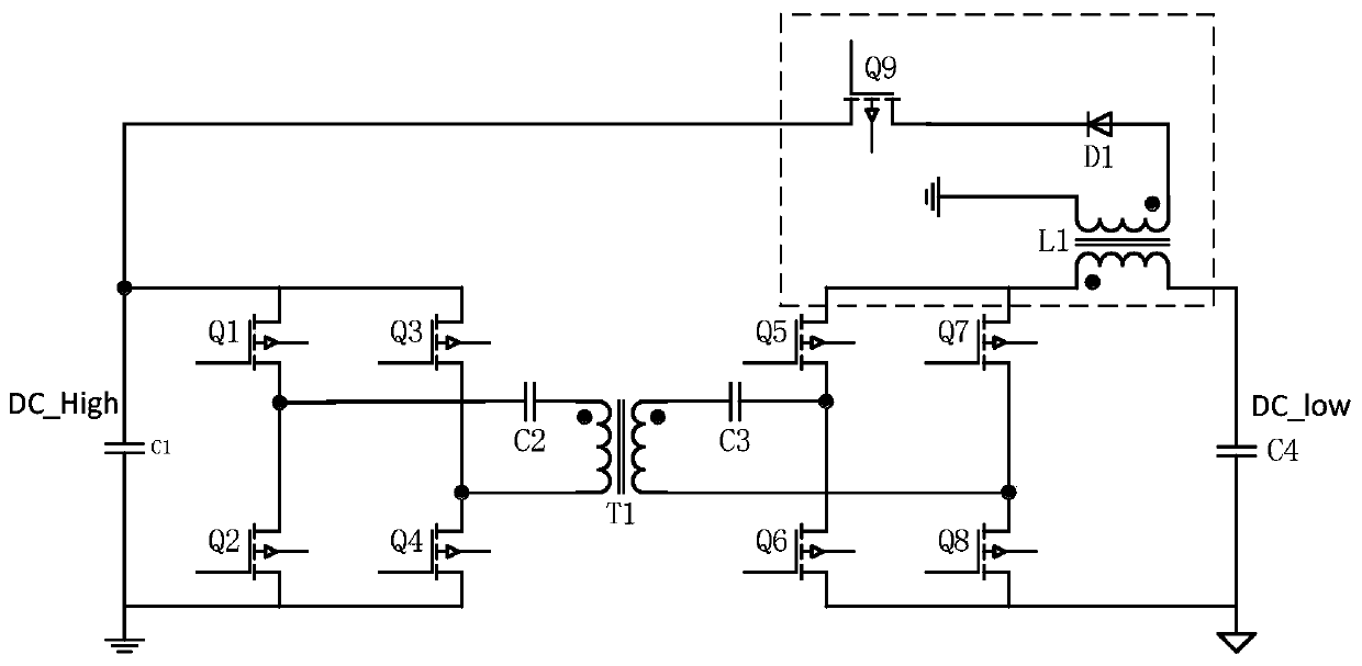 Auxiliary slow start and discharge circuit of bidirectional phase-shift full-bridge converter