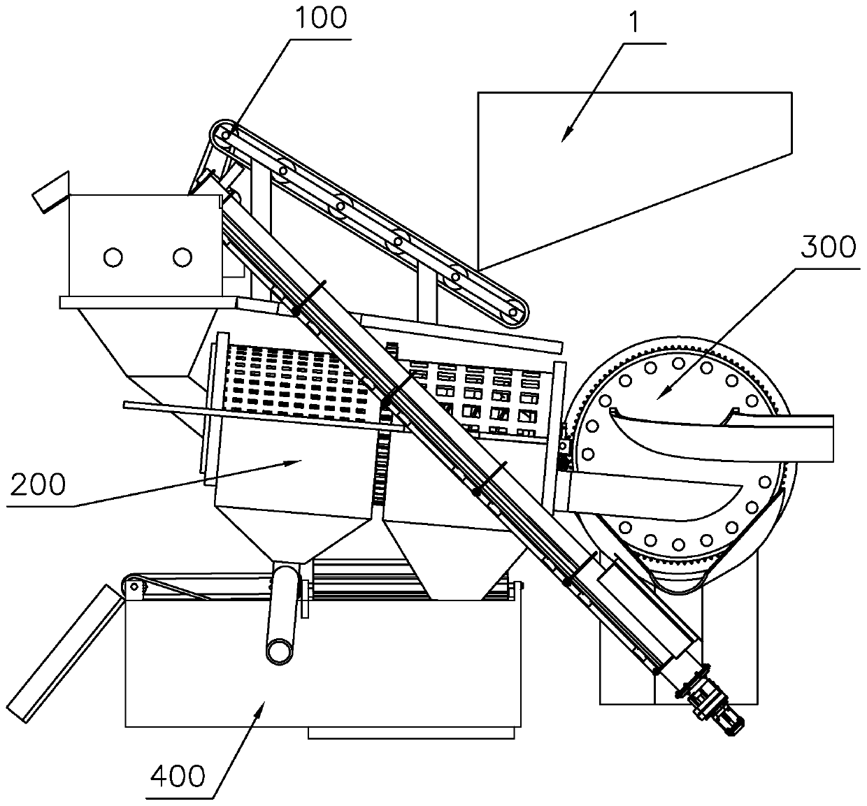 Building rubbish crushing and separating device