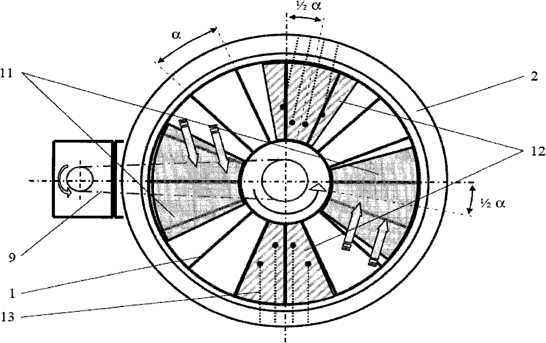 Device for conveying material by a horizontal impeller feeder