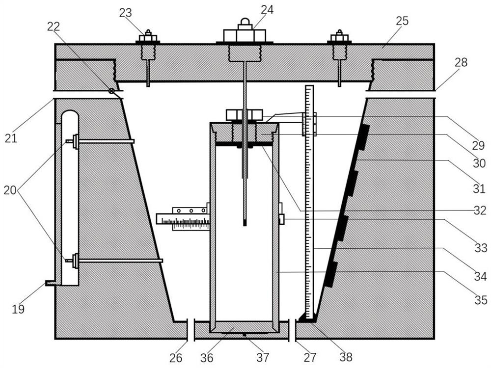 A testing device for the deformation of metal casing during the curing process of cement slurry