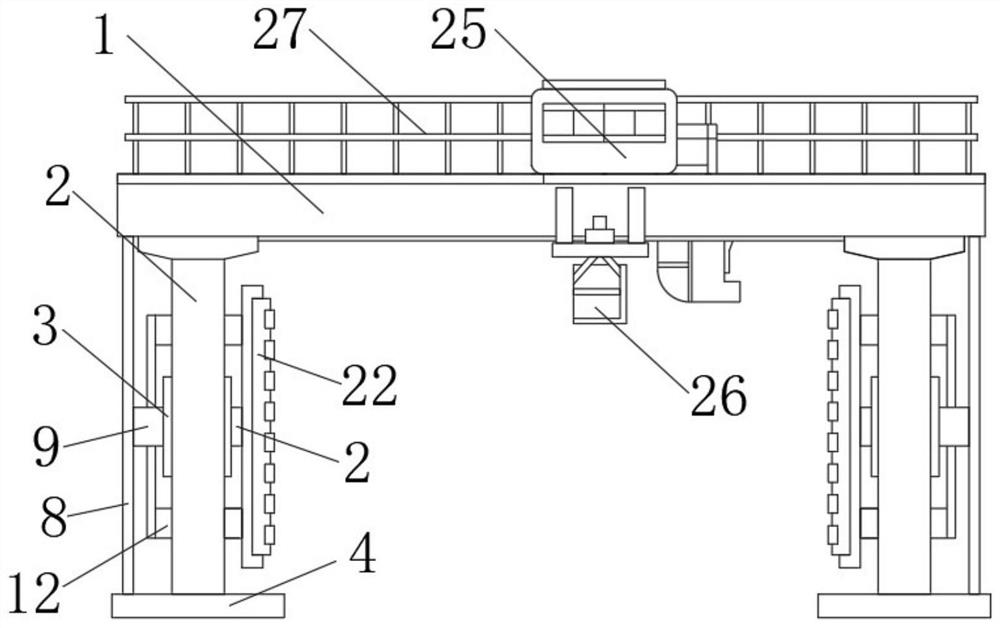 An anti-collision support structure for dock lifting equipment