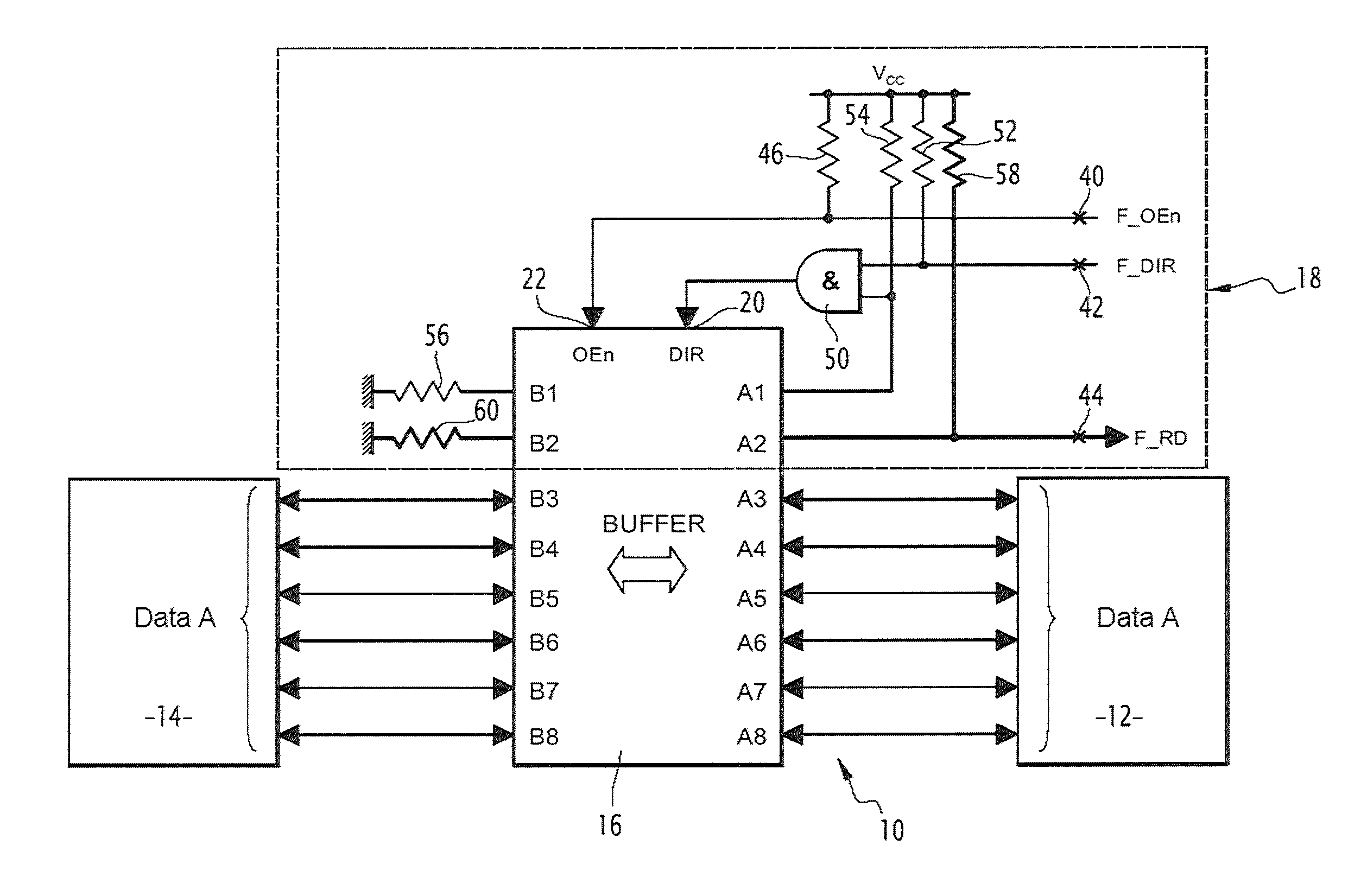 Bidirectional data exchange circuit