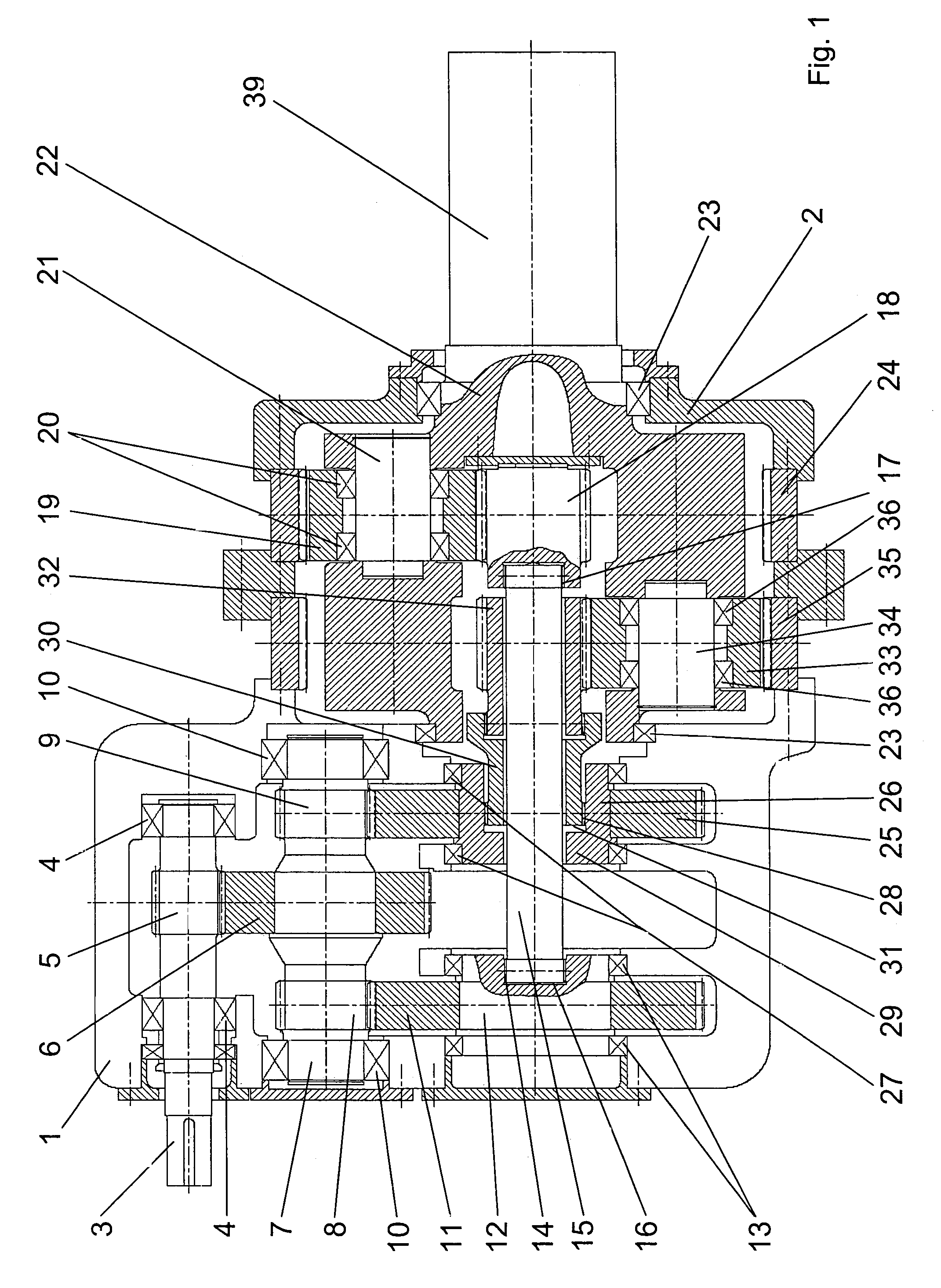Gear unit for the drive of a rotation tube