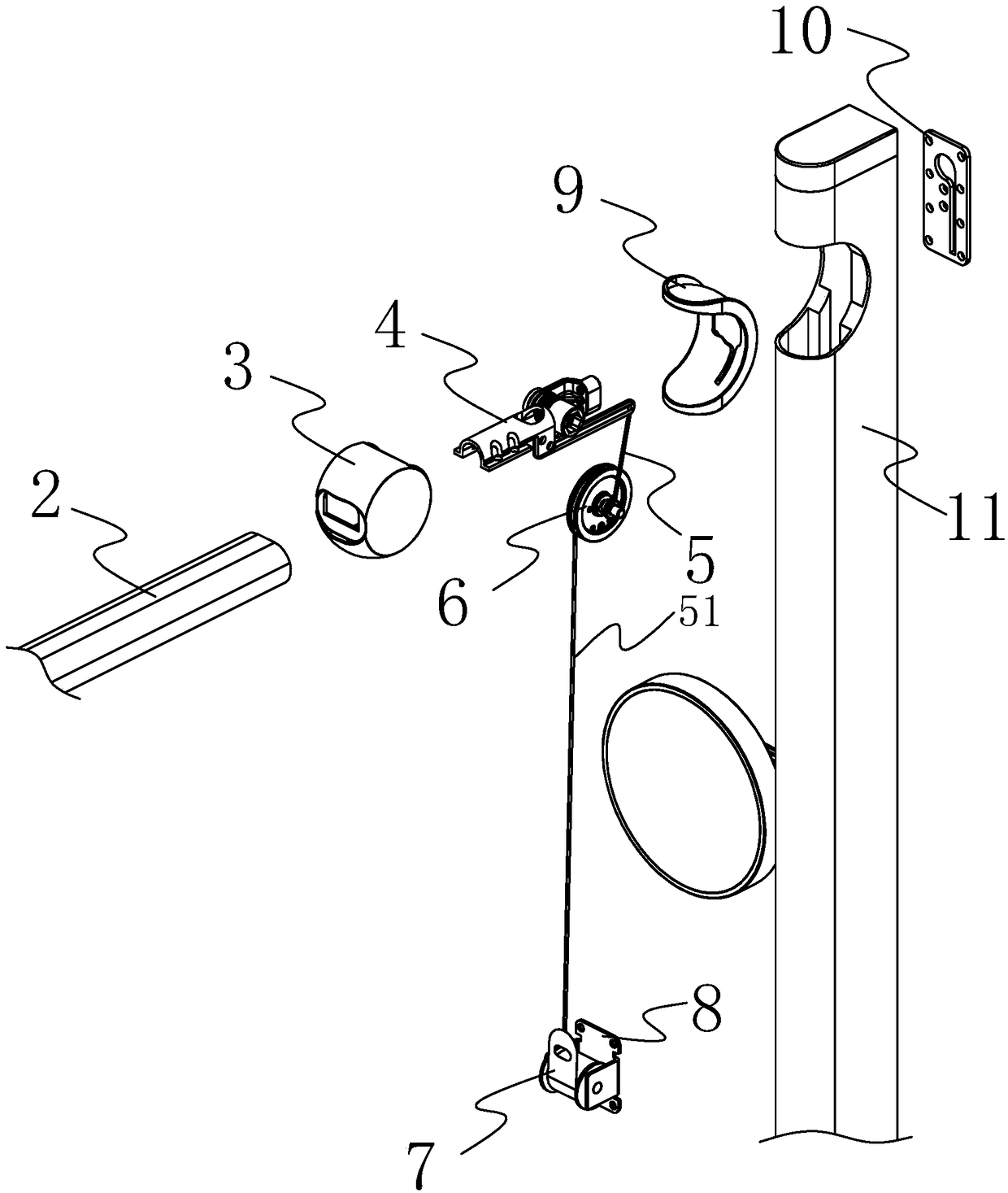 Shower with top sprinkler capable of rotating up and down