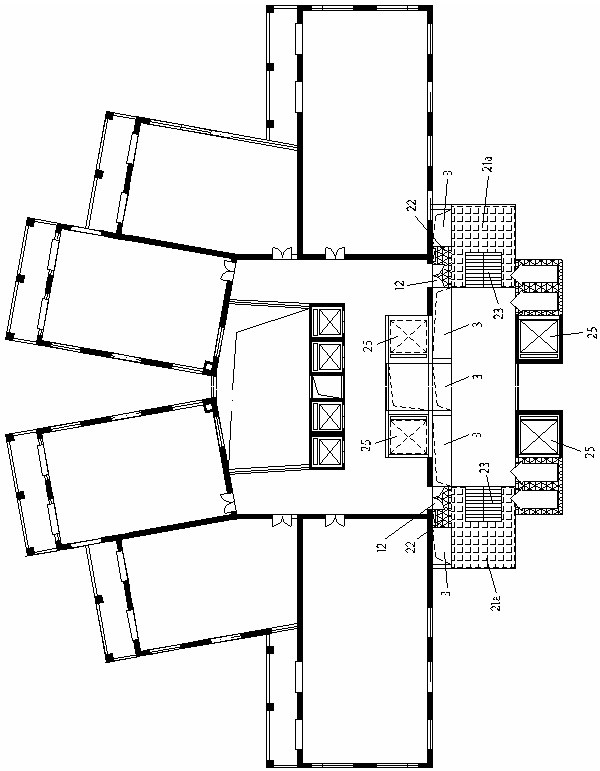 Building with three-dimensional refuge facility