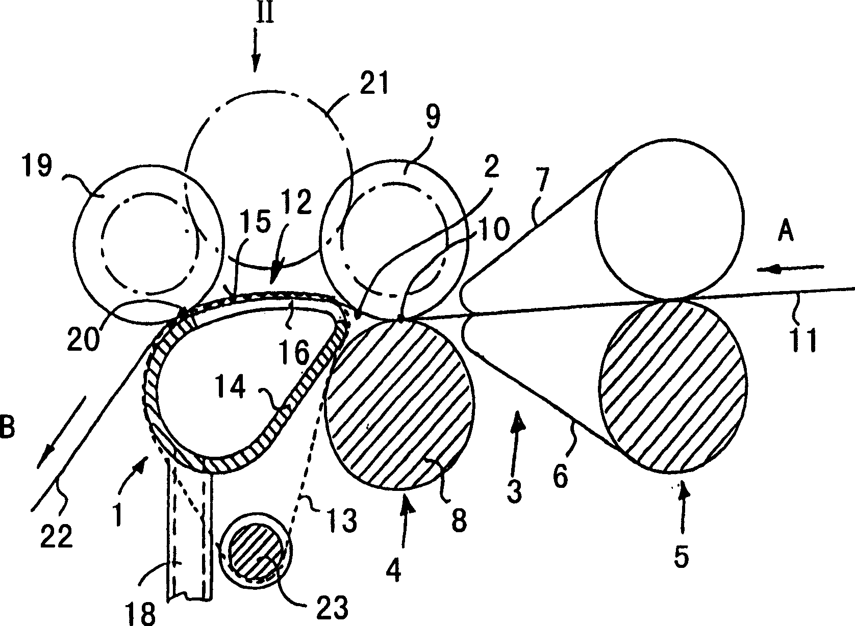 Band conveyer for conveying fleece