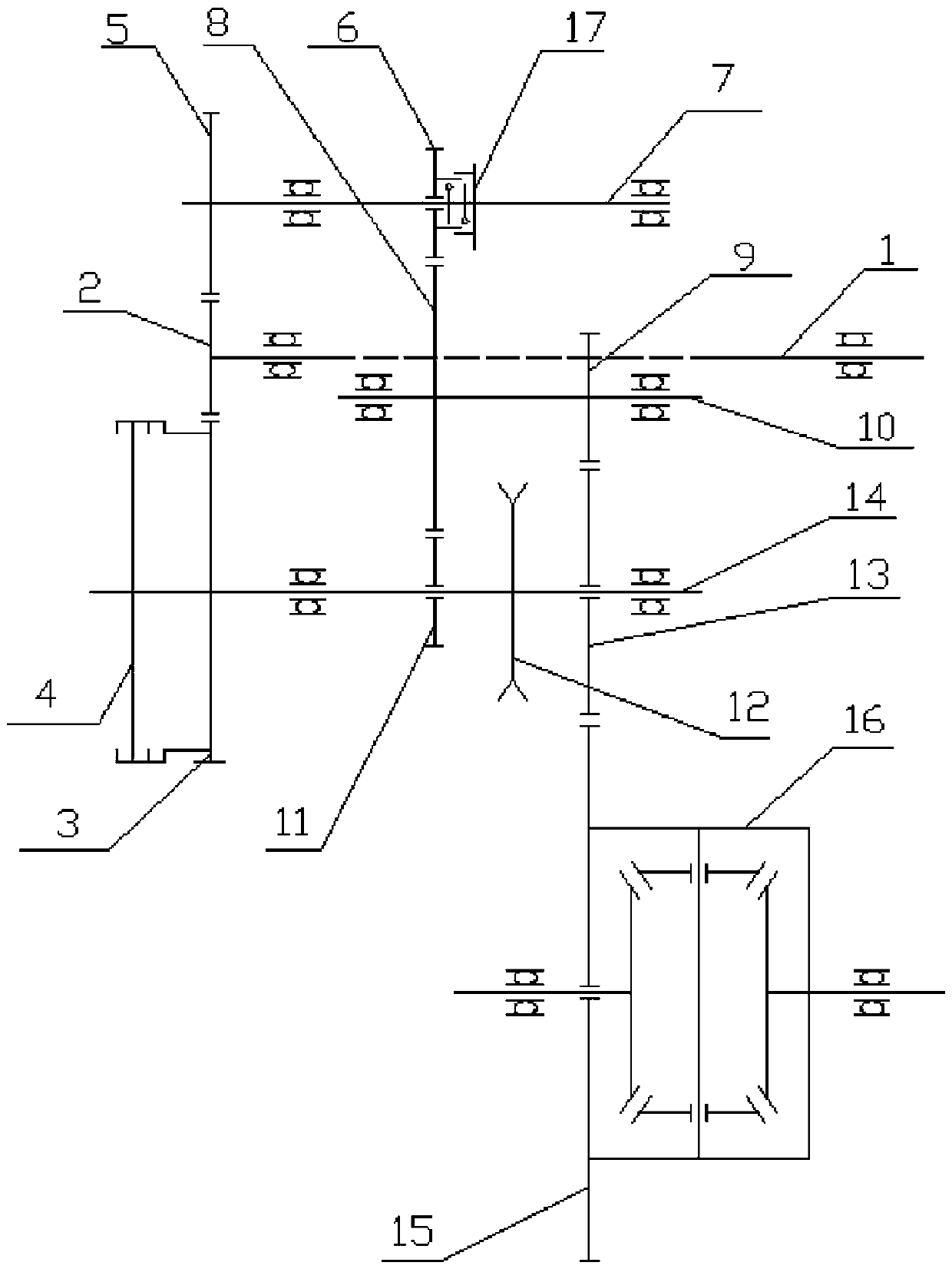 Two-stage speed reduction mechanism for speed reducer of pure electric vehicle