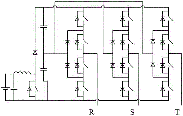 Three-phase inverter powered by overlapped double power supplies