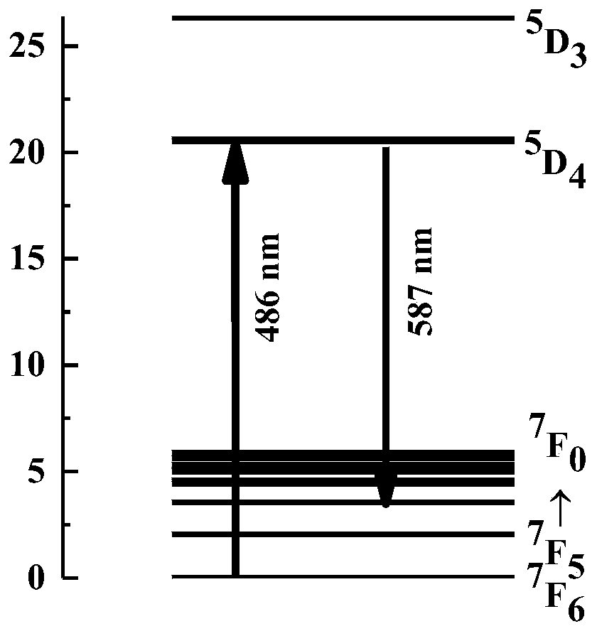 Yellow laser device based on terbium-doped fluoride crystal