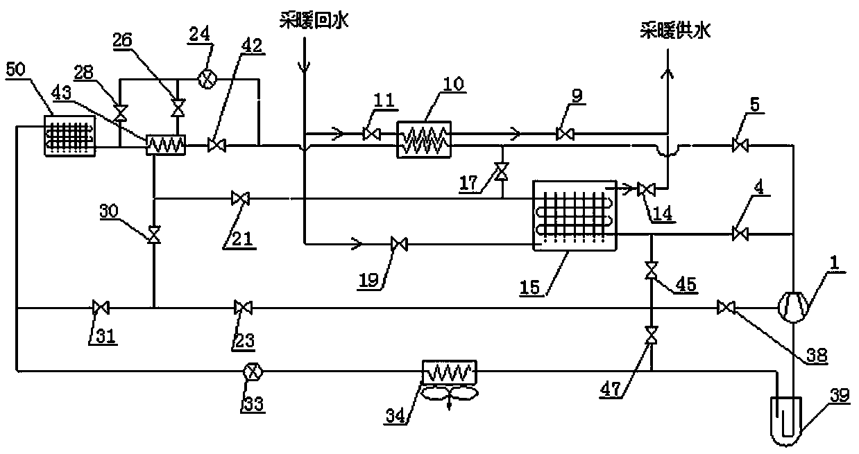 Air source heat pump system with functions of large-temperature-difference graded heat storage and graded heat use