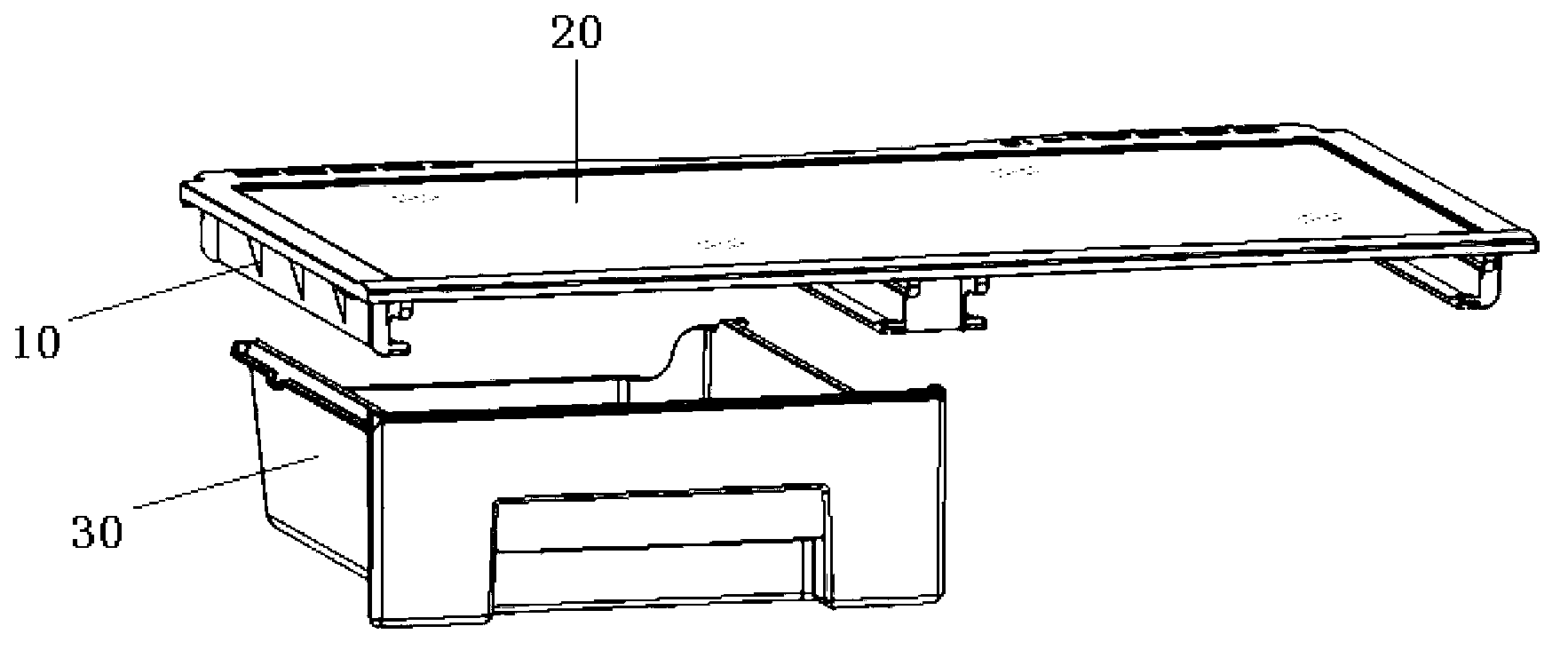 Layer frame structure with guide rails and drawer device