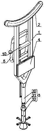 Medical underarm crutch with adjustable height