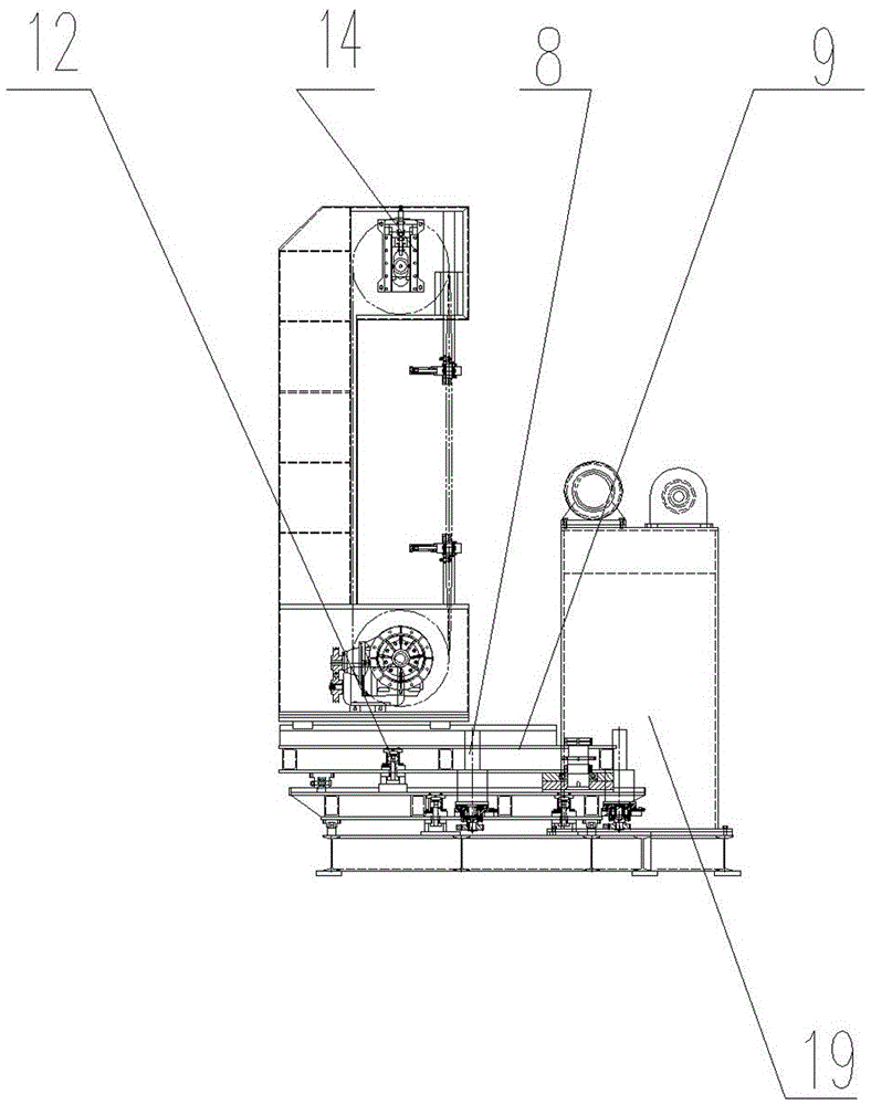 A special band sawing machine for bevel sawing of reel shaft and its use method