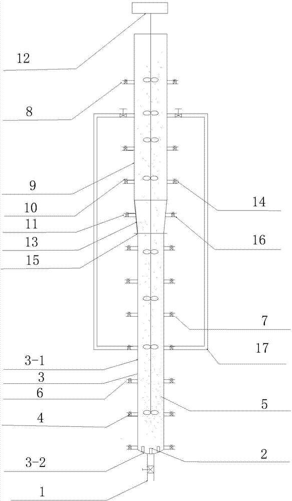 Biological treatment device of wastewater and cultivation method of aerobic granular sludge