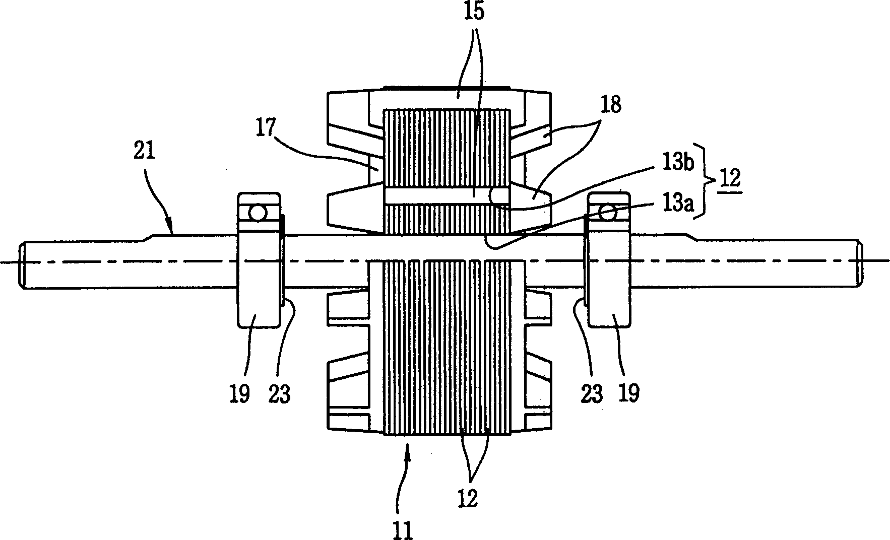 Rotating axle of induction motor