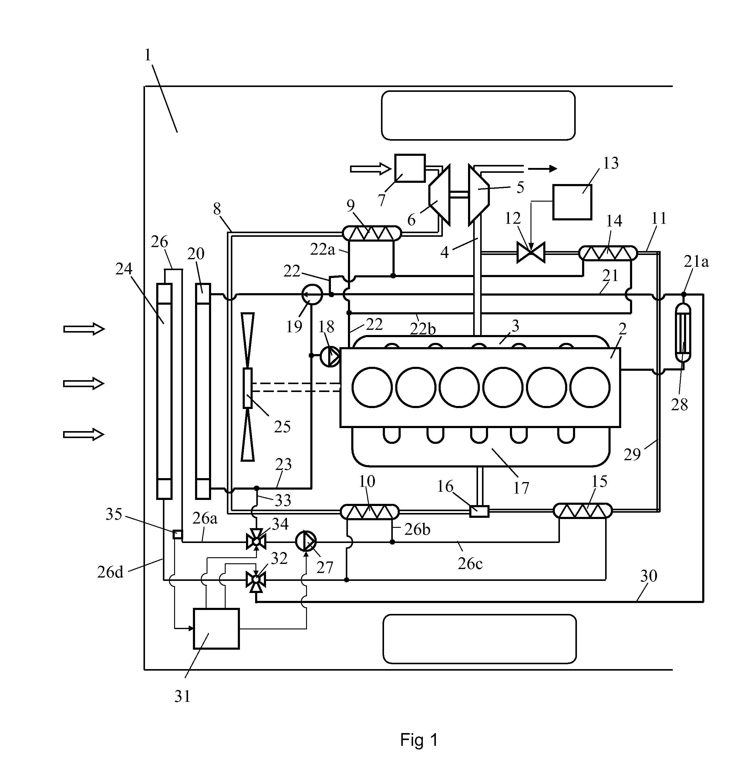 Cooling arrangement for a supercharged internal combustion engine